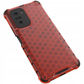 HURTEL Honeycomb etui pancirna maska s gel okvirom za Xiaomi Redmi K40 Pro+ / K40 Pro / K40 / Poco F3, crvena