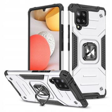 WOZINSKY Wozinsky Ring Armor hibridna zaštitna maska za telefon + magnetski držač za Samsung Galaxy A42 5G, srebrna
