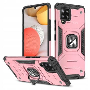 WOZINSKY Wozinsky Ring Armor hibridna zaštitna maska i magnetni držač za Samsung Galaxy A42 5G, ružičasta