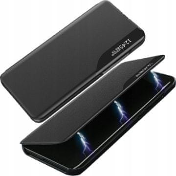 HURTEL Eko kožna maska View Case, elegantna futrola s preklopom i funkcijom postolja za iPhone 13 Pro, crna