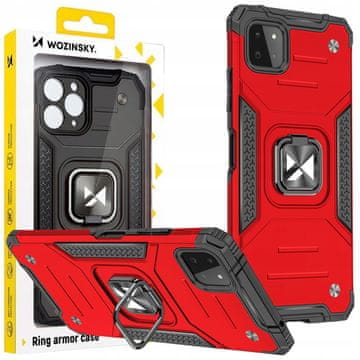 WOZINSKY Wozinsky Ring Armor hibridna zaštitna maska torbica + magnetski držač za Samsung Galaxy A22 4G crvena