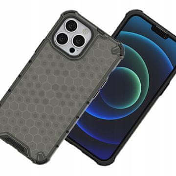 HURTEL Honeycomb etui pancirna maska s gel okvirom za iPhone 13 Pro Max, crna