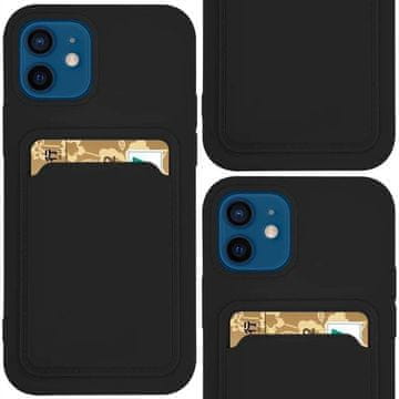HURTEL Silikonska maskica Card Case s džepom za karticu i dokumente za Samsung Galaxy A72 4G, crna