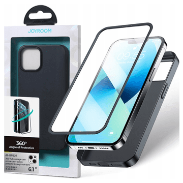 Joyroom 360 Full maska za iPhone 13 Pro Max, prednji i stražnji poklopac, kaljeno staklo, crna (JR-BP928 crna)