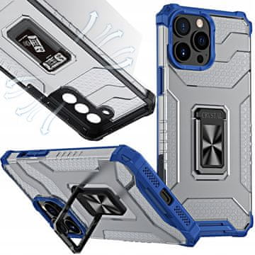 HURTEL Crystal Ring Case pancerne hibridno etui, maska s magnetskim držačem za iPhone 13 Pro Max, plava
