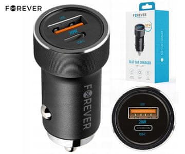 Forever CC-06 auto punjač, 20W, 12-24V, QC, crni