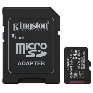 Kingston Canvas Select Plus 64GB Class 10 UHS-I microSD adapter (SDCS3/64GB) memorijska kartica