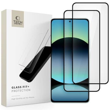 Tech-protect Kaljeno staklo Tech-Protect Glass Fit+ 2-pack Xiaomi Redmi Note 14 4G / 5G / Poco M7 Pro 5G crno