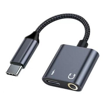 BE 60W USB-C na USB-C/3.5mm razdjelnik adapter crne boje