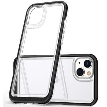 HURTEL Prozirna 3u1 maskica za iPhone 14, silikonska torbica s okvirom, crna