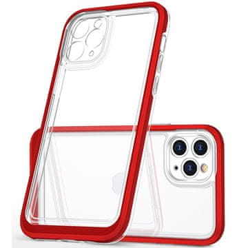 HURTEL Clear 3u1 torbica za iPhone 12 Pro, gel maskica s okvirom, crvena