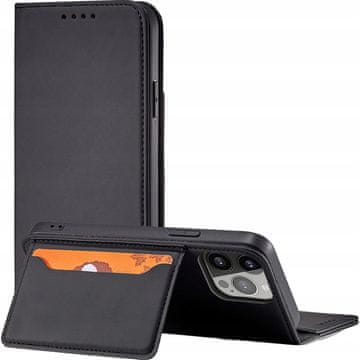 HURTEL Magnet Card Case etui za iPhone 13 Pro Max, maska-novčanik za kartice, postolje, crna