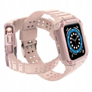 HURTEL Traka Protect Strap Band s maskom za Apple Watch 9 / 8 / 7 / 6 / 5 / 4 / 3 / 2 / SE / SE2 (41 / 40 / 38mm), oklopna torbica za sat, ružičasta