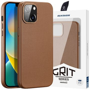 Dux Ducis Dux Ducis Grit kožna maska za iPhone 14 Plus, elegantna torbica od umjetne kože (kompatibilna s MagSafe), smeđa