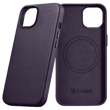 iCARER Case Kožna futrola za iPhone 14 Plus, tamnoljubičasta (kompatibilna s MagSafeom)