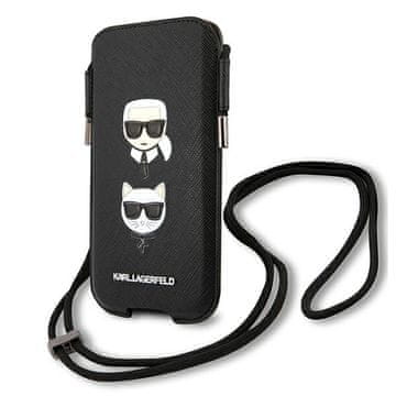 Karl Lagerfeld torba KLHCP12LOPHKCK 6,7" crno/crna tvrda futrola Saffiano Ikonik Karl&Choupette glava