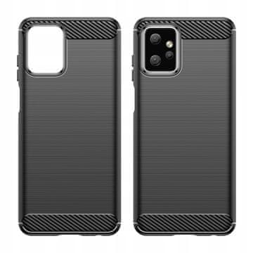 HURTEL Carbon Case etui za Motorola Moto G Power 2023, elastična silikonska karbonska maska, crna