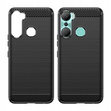 HURTEL Carbon Case etui za Infinix Hot 12 Pro, fleksibilna silikonska karbonska maska, crna