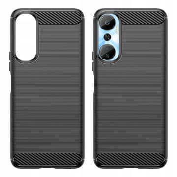 HURTEL Carbon Case etui za Infinix Hot 20, elastična silikonska karbonska maskica, crna