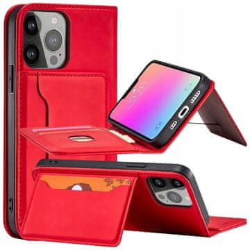 HURTEL Magnet Card Case etui za Samsung Galaxy S23+, maska s poklopcem, novčanik, postolje, crvena