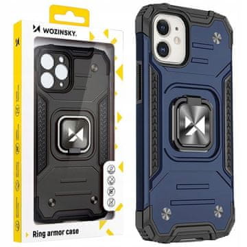 WOZINSKY Wozinsky Ring Armor torbica za iPhone 14 Plus, oklopna maska, magnetski držač prstena, plava
