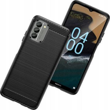 HURTEL Carbon Case etui za Nokia G400, elastična silikonska karbonska maska, crna