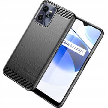 HURTEL Carbon case etui za Realme C35, fleksibilna silikonska karbonska maskica, crna