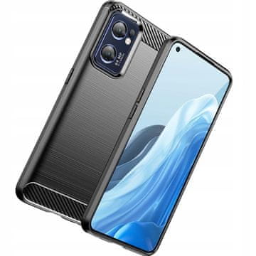 HURTEL Carbon case etui za Realme Narzo 50 5G, elastična silikonska karbonska maska, crna