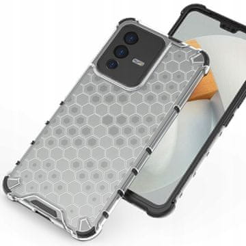 HURTEL Honeycomb pancirna maska za Vivo V23 5G s gel okvirom, prozirna