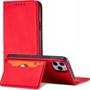 HURTEL Torbica Magnet Card Case za iPhone 12 Pro, maska-novčanik za kartice, stalak, crvena