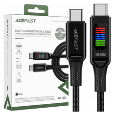 AceFast C7-03 USB-C USB-C kabel 100W 1,2 m sa zaslonom - crni