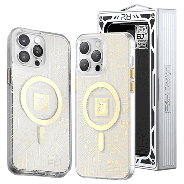 Kingxbar PQY Geek Series magnetska maskica za iPhone 14 Plus MagSafe zlatna
