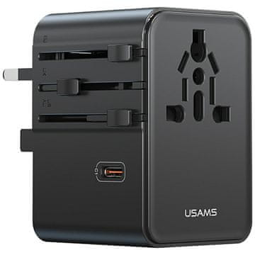 USAMS 70W putni adapter 3xUSB-C crni
