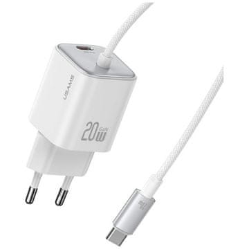 USAMS 20W GaN napajanje 2xUSB-C zidni punjač bijeli