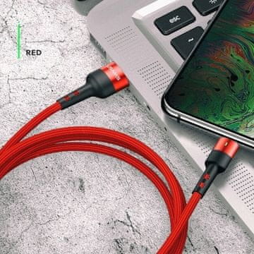 USAMS U26 lightning pleteni kabel 1m 1kom za set 2A brzo punjenje crveno/crveno SJ311IP02 (US-SJ311)