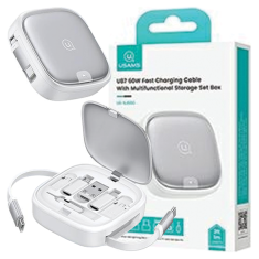 INNA Usams 3-U-1 Kabel Za Microusb Usb-C Na Lightning 60W Uvlačivi Srebrni S