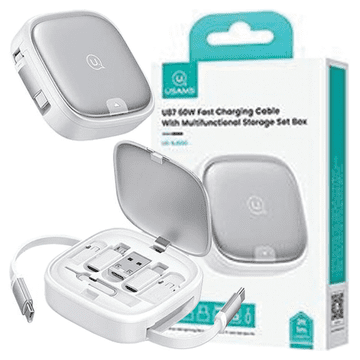 INNA Usams 3-U-1 Kabel Za Microusb Usb-C Na Lightning 60W Uvlačivi Srebrni S