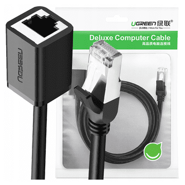 Ugreen NW112 Ethernet produžni kabel RJ45, kat. 6, FTP, s metalnim utikačem 1 m, (crni)