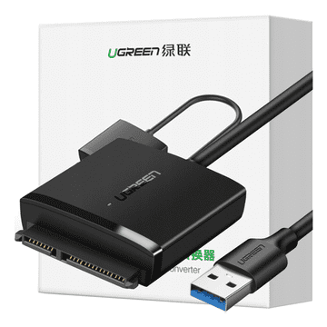 Ugreen Adapter SATA Ugreen CM257 za disk 2.5'' / 3.5'' USB-A 5Gb/s, crni