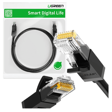 Ugreen NW102 Ethernet RJ45 plosnati mrežni kabel, Cat.6, UTP, 15 m (crni)