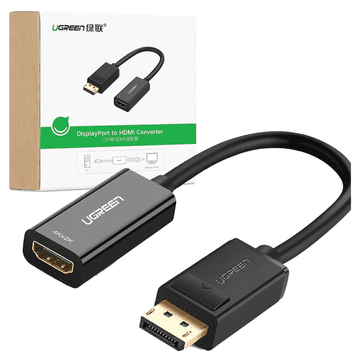 Ugreen DisplayPort (muški) na HDMI (ženski) adapter kabel (jednosmjerni) 1080P 60Hz 12bit crni (40362)