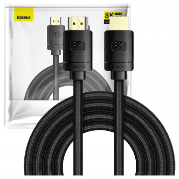 BASEUS High Definition Series HDMI 2.1 kabel, 8K 60Hz, 3D, HDR, 48Gbps, 3m (crni)