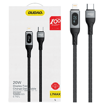 DUDAO USB Type C - Lightning kabel za brzo punjenje PD 20W 1m crni (L7MaxL)