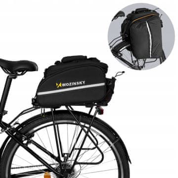 WOZINSKY velika torba za nosač bicikla 35l + navlaka za kišu crna (WBB19BK)
