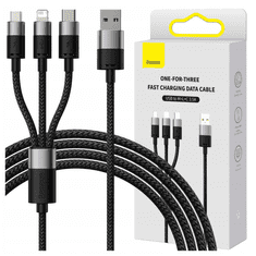 BASEUS Baseus 3-U-1 Kabel Usb-C Micro Usb Na Lightning Za Mobilne Telefone 3,5 A 1,2 M