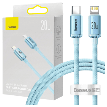 BASEUS Crystal Shine USB-C na iP kabel, 20W, 1,2 m (plavi)