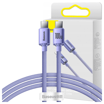 BASEUS Crystal Shine USB-C na USB-C kabel, 100 W, 1,2 m (ljubičasti)