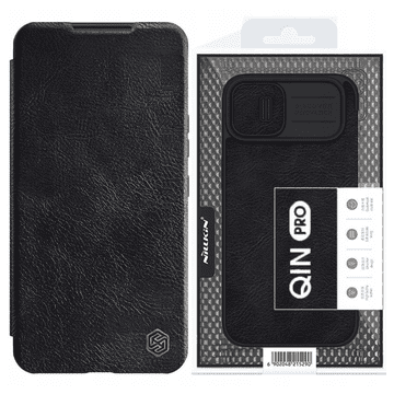 Nillkin Nillkin Qin Leather Pro Case maskica za iPhone 14 Plus, crna, s poklopcem za kameru, futrola