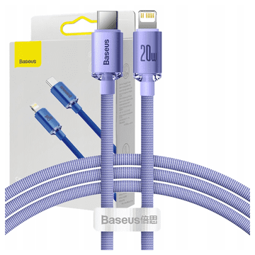 BASEUS Crystal Shine USB-C na Lightning kabel, 20W, PD, 1,2 m (ljubičasti)
