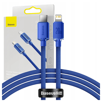 BASEUS Crystal USB-C na Lightning kabel, 20W, 1,2 m (plavi)